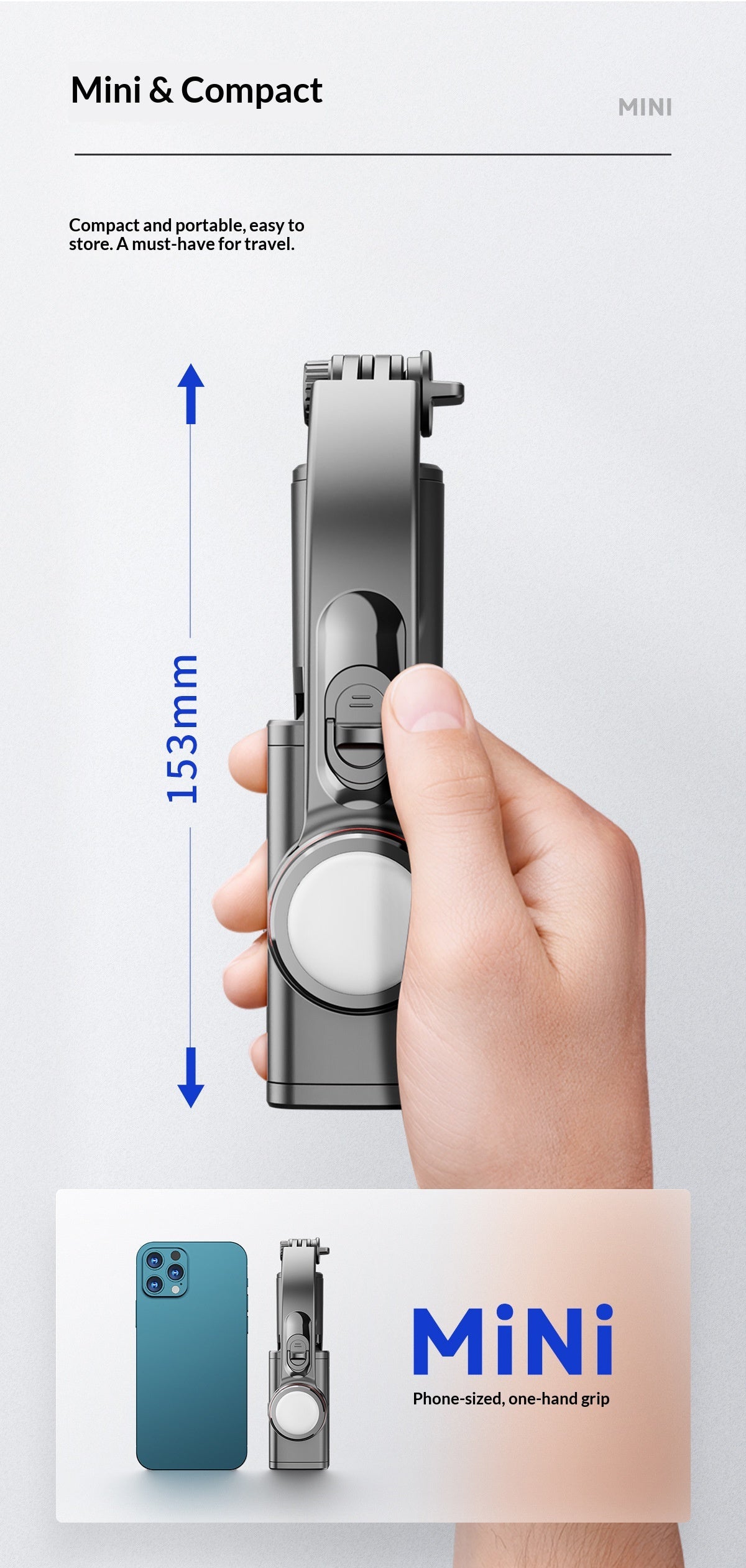 📸 Pocket Mini Single-Axis Phone Gimbal Stabilizer with 3-Color Fill Light, 360° Rotation 3D Dream Mode Anti-Shake Handheld Smartphone Video Stabilizer for Vlog TikTok Selfie Night Shooting