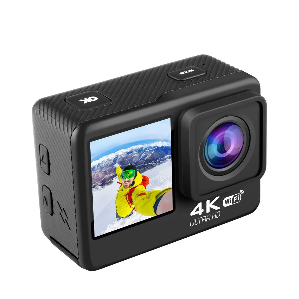 π¬ 4K Dual-Screen Action Camera with WiFi & Waterproof Charging Case