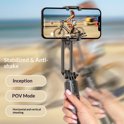 📸 Pocket Mini Single-Axis Phone Gimbal Stabilizer with 3-Color Fill Light, 360° Rotation 3D Dream Mode Anti-Shake Handheld Smartphone Video Stabilizer for Vlog TikTok Selfie Night Shooting