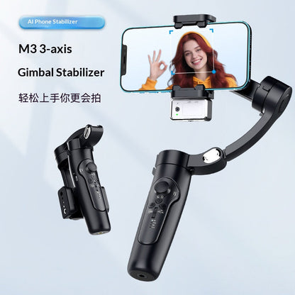 🎥3-Axis AI Smartphone Gimbal Stabilizer with Detachable Magnetic Fill Light, AI Face Tracking Gesture Control Portable Phone Video Stabilizer for Vlog Live Streaming Content Creation