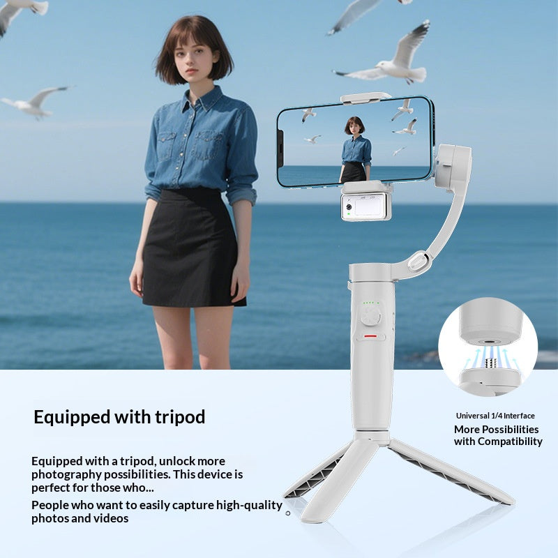 📸 3-Axis Brushless Motor Smartphone Gimbal Stabilizer, Foldable Handheld Phone Video Stabilizer with Tripod Base & One-Key Zoom, 270° Rotation Portable Vlog Gimbal for TikTok YouTube Live Streaming