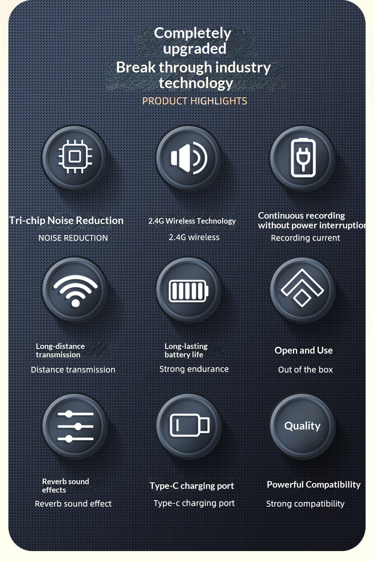 ✨  2-in-1 Dual Wireless Lavalier Microphone, One Key Noise Canceling 2.4G Plug & Play Lapel Mic with LED Display & Pass-Through Charging for Vlog Live Streaming Interview Podcast