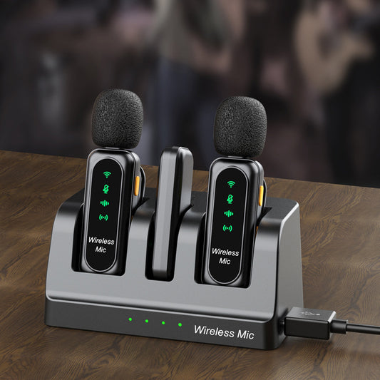 🎙️ Dual Wireless Lavalier Microphone Kit with Charging Case