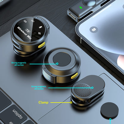 🎙️ Dual Wireless Lavalier Microphone Kit with Charging Case – Magnetic