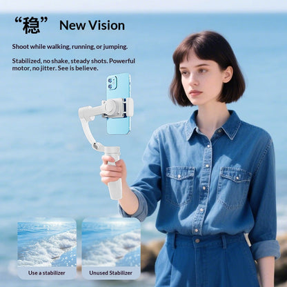 📸 3-Axis Brushless Motor Smartphone Gimbal Stabilizer, Foldable Handheld Phone Video Stabilizer with Tripod Base & One-Key Zoom, 270° Rotation Portable Vlog Gimbal for TikTok YouTube Live Streaming
