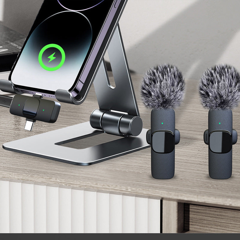 🎙️ Dual Wireless Lavalier Microphone Kit – AI Noise Canceling for iPhone/Android