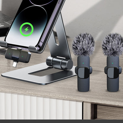 🎙️ Dual Wireless Lavalier Microphone Kit – AI Noise Canceling for iPhone/Android