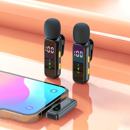 🎙️  Dual Wireless Lavalier Microphone, AI Noise Canceling Plug & Play Dual Clip Lapel Mic with LED Display Reverb Monitor, Universal for iPhone Android Interview Podcast Vlog Live Streaming