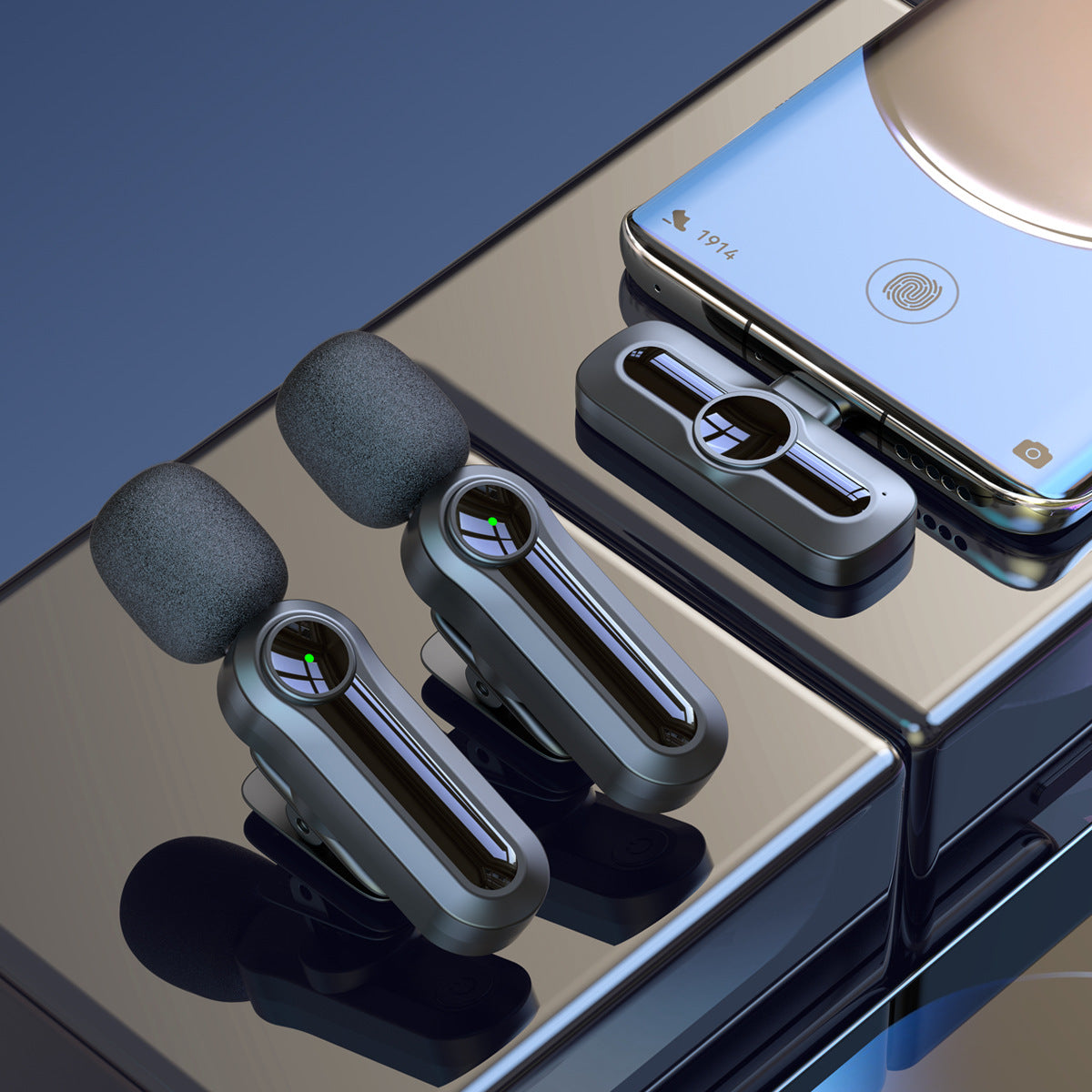 🎙️ Dual Wireless Lavalier Microphone Kit – 2-in-1 USB-C Mics