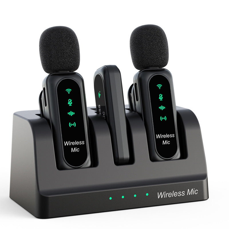 🎙️ Dual Wireless Lavalier Microphone Kit with Charging Case