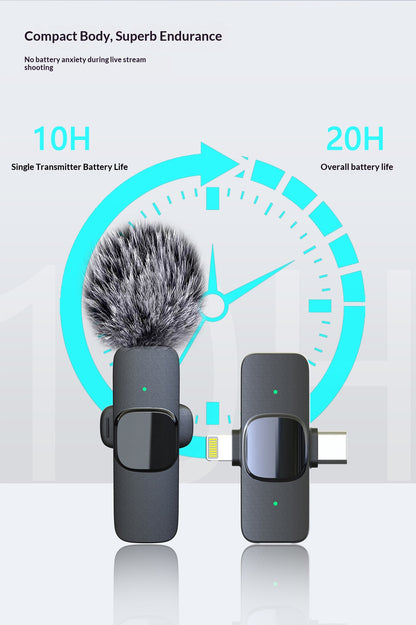 🎙️ Dual Wireless Lavalier Microphone Kit – AI Noise Canceling for iPhone/Android