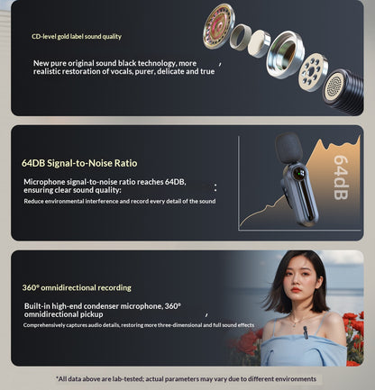 🎙️ Dual Wireless Lavalier Microphone Kit – 2-in-1 USB-C Mics