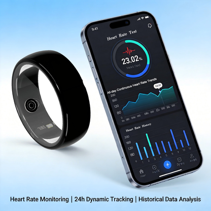 💍  Smart Health Ring with ECG Heart Rate Blood Oxygen Monitor, 24/7 Sleep Tracking Smart Ring, Real Time Health Alert Waterproof Fitness Tracker Ring for Android iOS