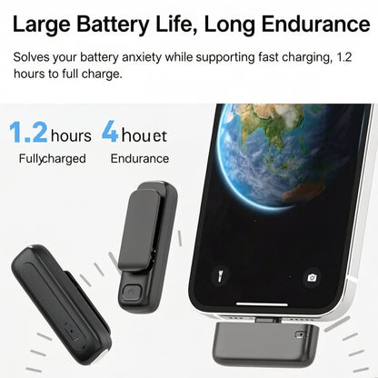 🎙️ Wireless Lavalier Microphone for iPhone/USB-C with Noise Reduction & EQ
