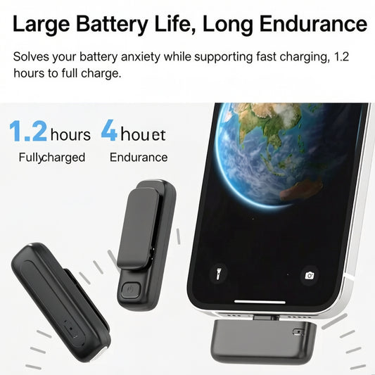 🎙️ Wireless Lavalier Microphone for iPhone/USB-C with Noise Reduction & EQ