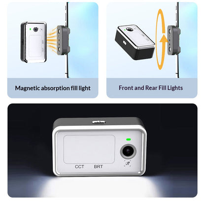 🎥3-Axis AI Smartphone Gimbal Stabilizer with Detachable Magnetic Fill Light, AI Face Tracking Gesture Control Portable Phone Video Stabilizer for Vlog Live Streaming Content Creation