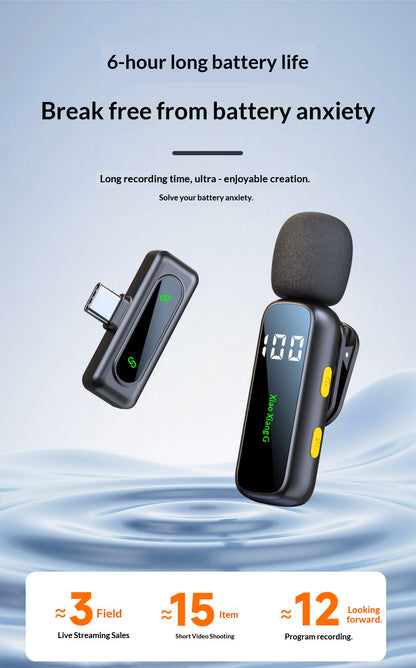 🎙️  Dual Wireless Lavalier Microphone, AI Noise Canceling Plug & Play Dual Clip Lapel Mic with LED Display Reverb Monitor, Universal for iPhone Android Interview Podcast Vlog Live Streaming
