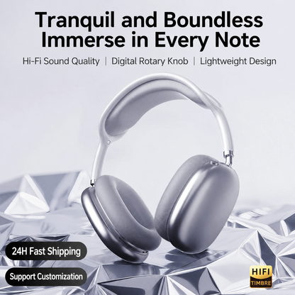 Premium Wireless Over-Ear Bluetooth Headphones, Hi-Fi 360° Spatial Surround Sound Headset with Digital Rotary Knob, Lightweight Comfort Design for Music Gaming Travel