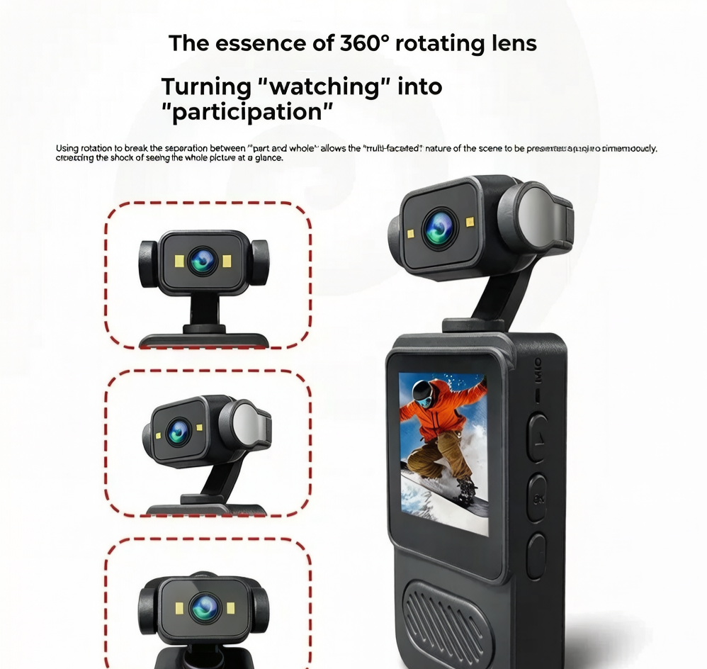 🎥 4K Portable Action Camera with 360° Rotatable Lens