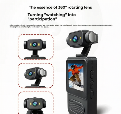🎥 4K Portable Action Camera with 360° Rotatable Lens