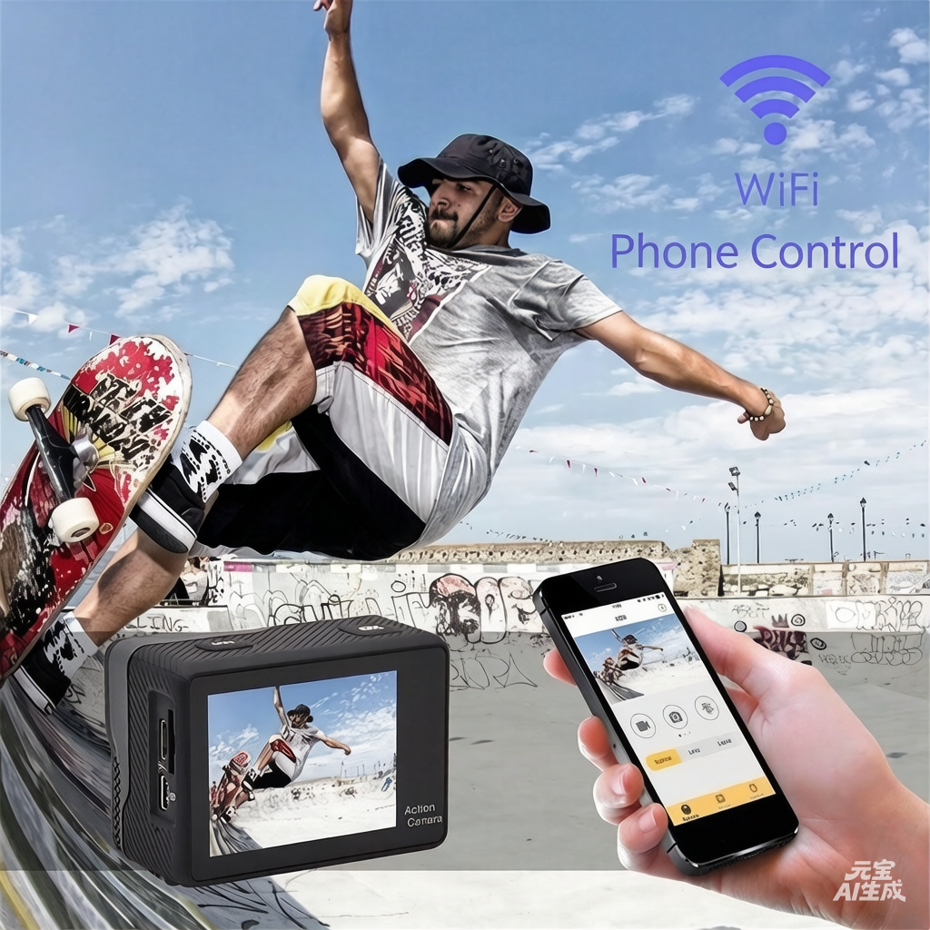 🎬 4K Dual-Screen Action Camera with WiFi & Wrist Remote