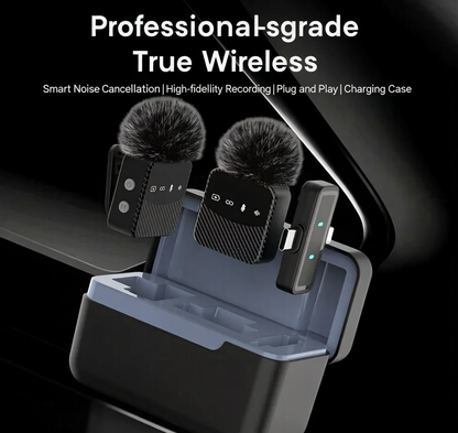 🎙️ Dual Wireless Lavalier Microphone with 30hr Charging Case