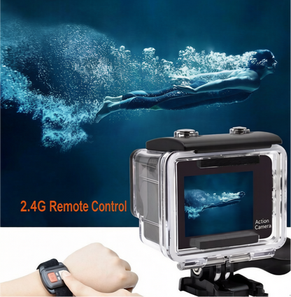 🎬 4K Dual-Screen Action Camera with WiFi & Wrist Remote