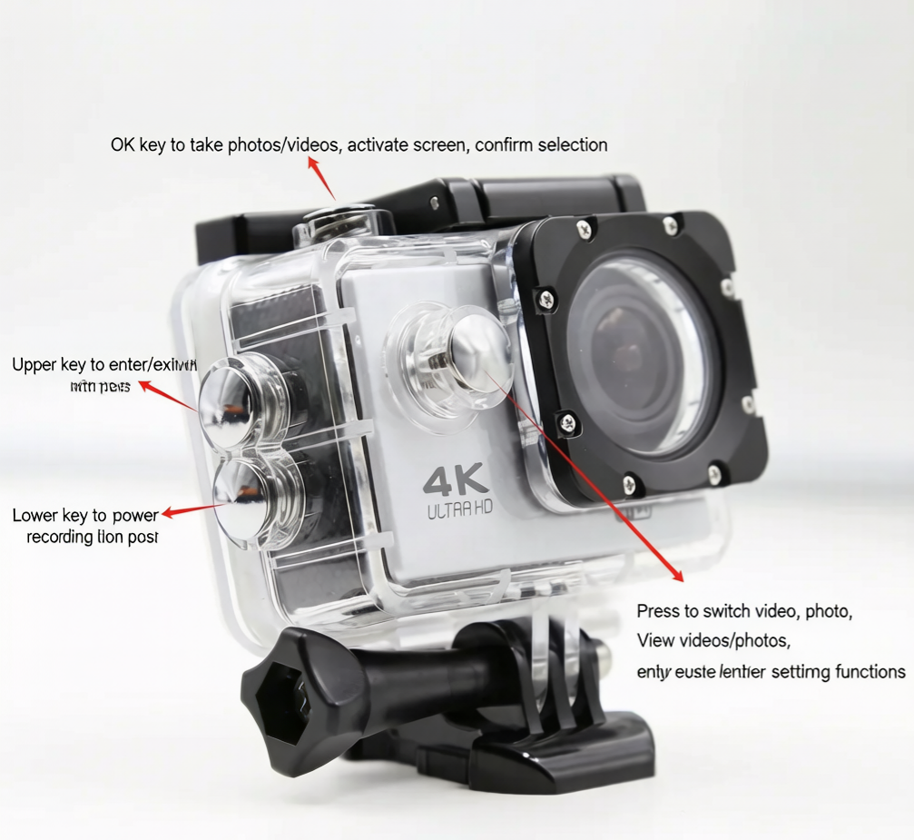✨ Underwater Sports Camera with 140° Wide Angle & Stabilization