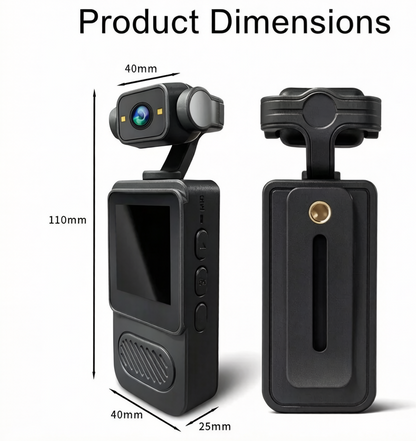 🎥 4K Portable Action Camera with 360° Rotatable Lens