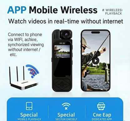 📸 4K WiFi Body Camera with 180° Rotatable Lens & 24H Battery