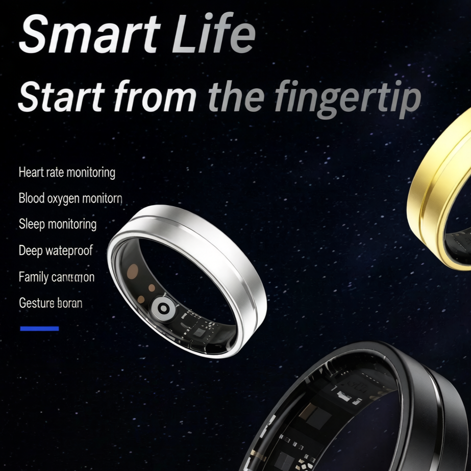💍 Ultra Slim Titanium Smart Health Ring | Waterproof Tracker for Heart Rate, Blood Oxygen & Sleep, Men & Women