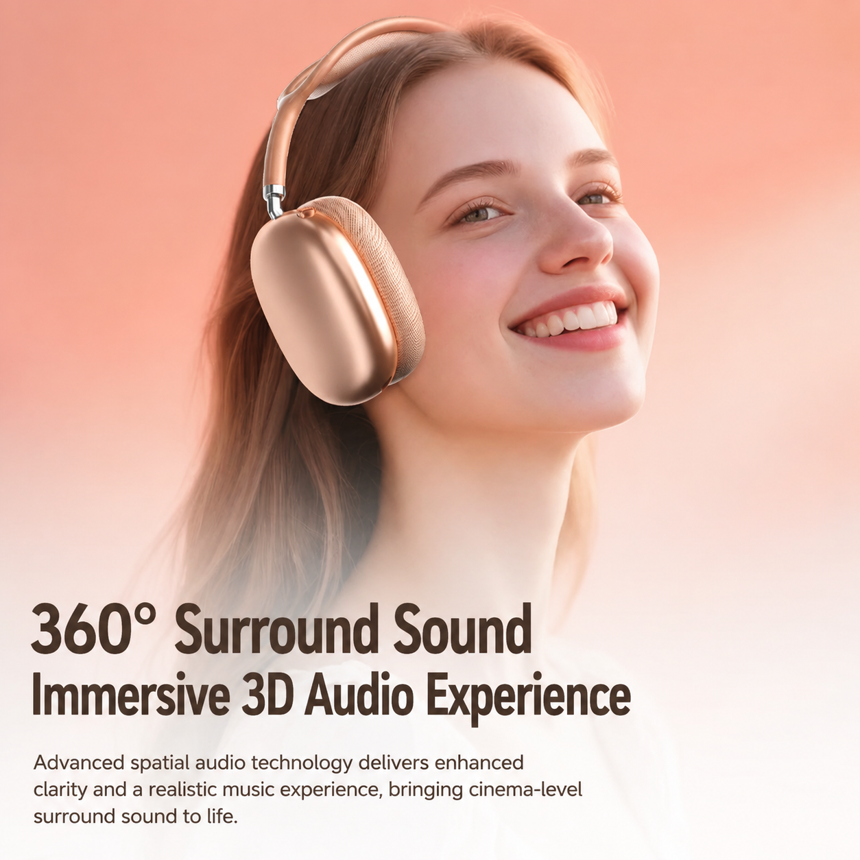 Premium Wireless Over-Ear Bluetooth Headphones, Hi-Fi 360° Spatial Surround Sound Headset with Digital Rotary Knob, Lightweight Comfort Design for Music Gaming Travel