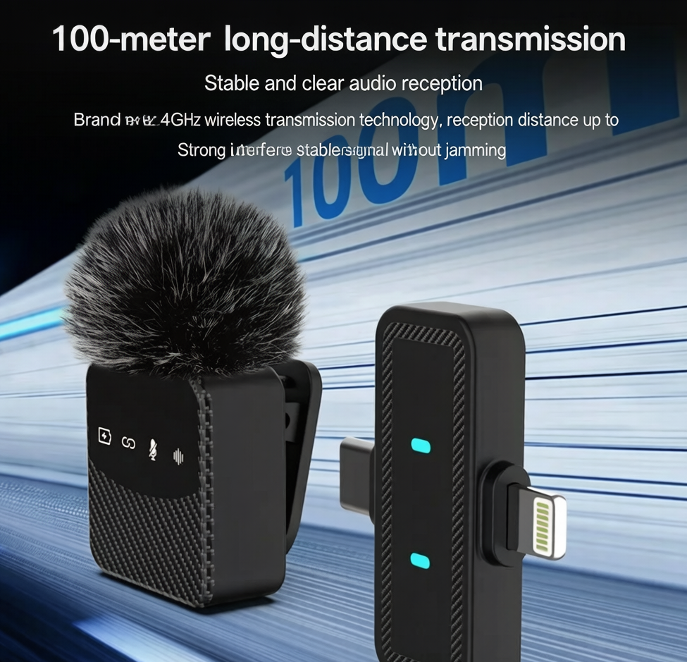 🎙️ Dual Wireless Lavalier Microphone with 30hr Charging Case