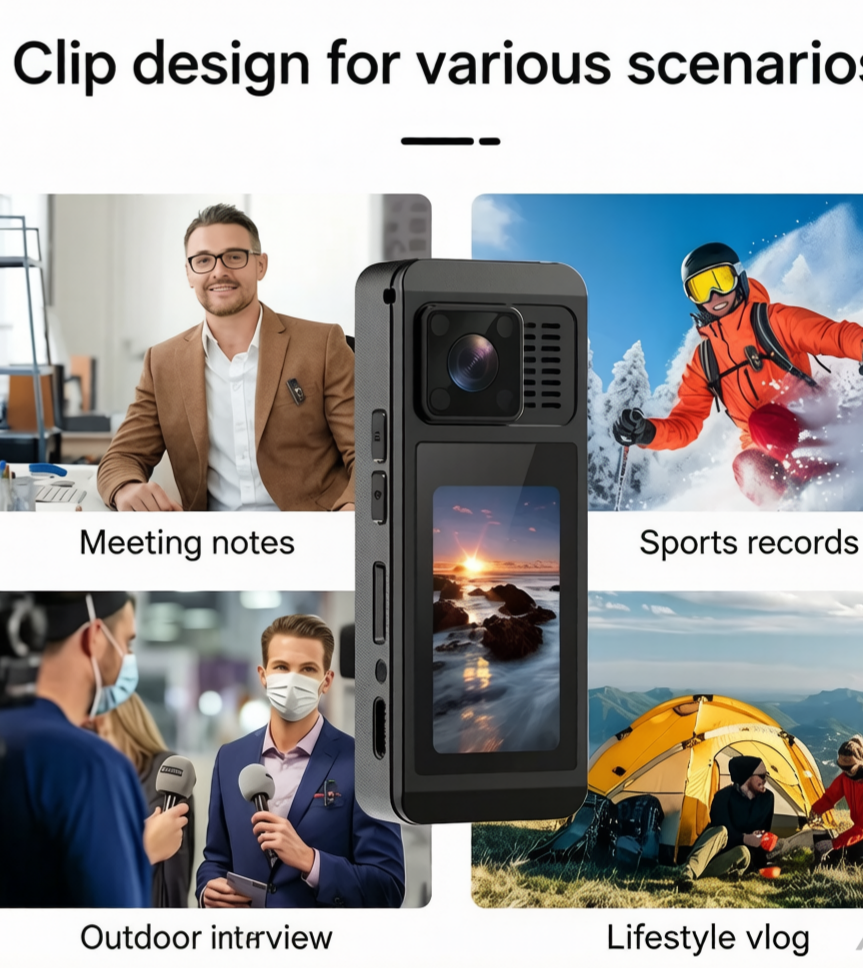 🎥 4K Clip-On Action Camera with Anti-Shake & 8-Hour Battery