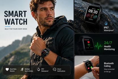 🏃Bluetooth Calling Smart Watch, 1.83 Inch HD Touch Screen IP67 Waterproof Fitness Watch, Heart Rate Sleep Monitor 100+ Sports Modes Smartwatch for Men Women iPhone Android