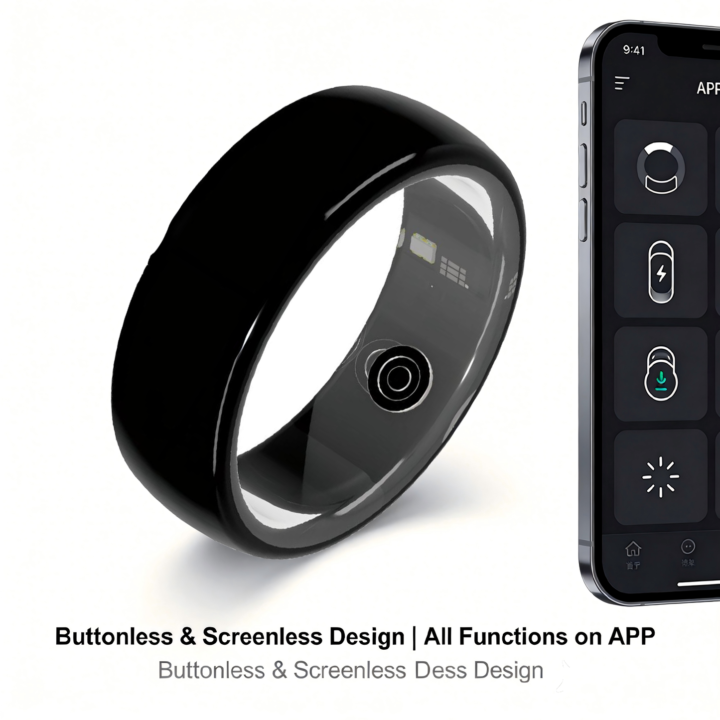💍  Smart Health Ring with ECG Heart Rate Blood Oxygen Monitor, 24/7 Sleep Tracking Smart Ring, Real Time Health Alert Waterproof Fitness Tracker Ring for Android iOS