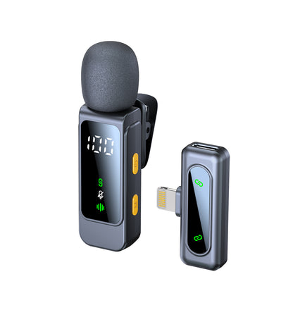 ✨  2-in-1 Dual Wireless Lavalier Microphone, One Key Noise Canceling 2.4G Plug & Play Lapel Mic with LED Display & Pass-Through Charging for Vlog Live Streaming Interview Podcast