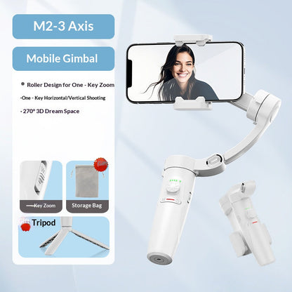 📸 3-Axis Brushless Motor Smartphone Gimbal Stabilizer, Foldable Handheld Phone Video Stabilizer with Tripod Base & One-Key Zoom, 270° Rotation Portable Vlog Gimbal for TikTok YouTube Live Streaming