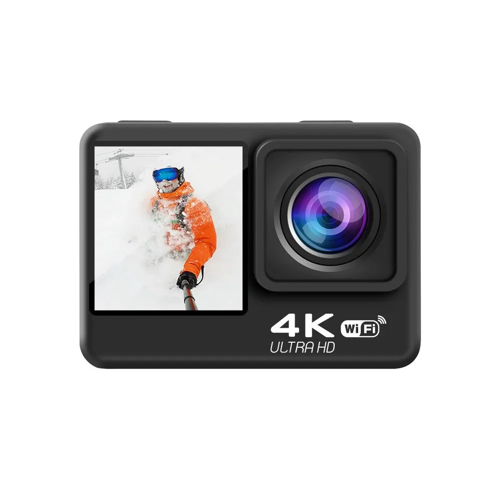 🎬 4K Dual-Screen Action Camera with WiFi & Waterproof Charging Case